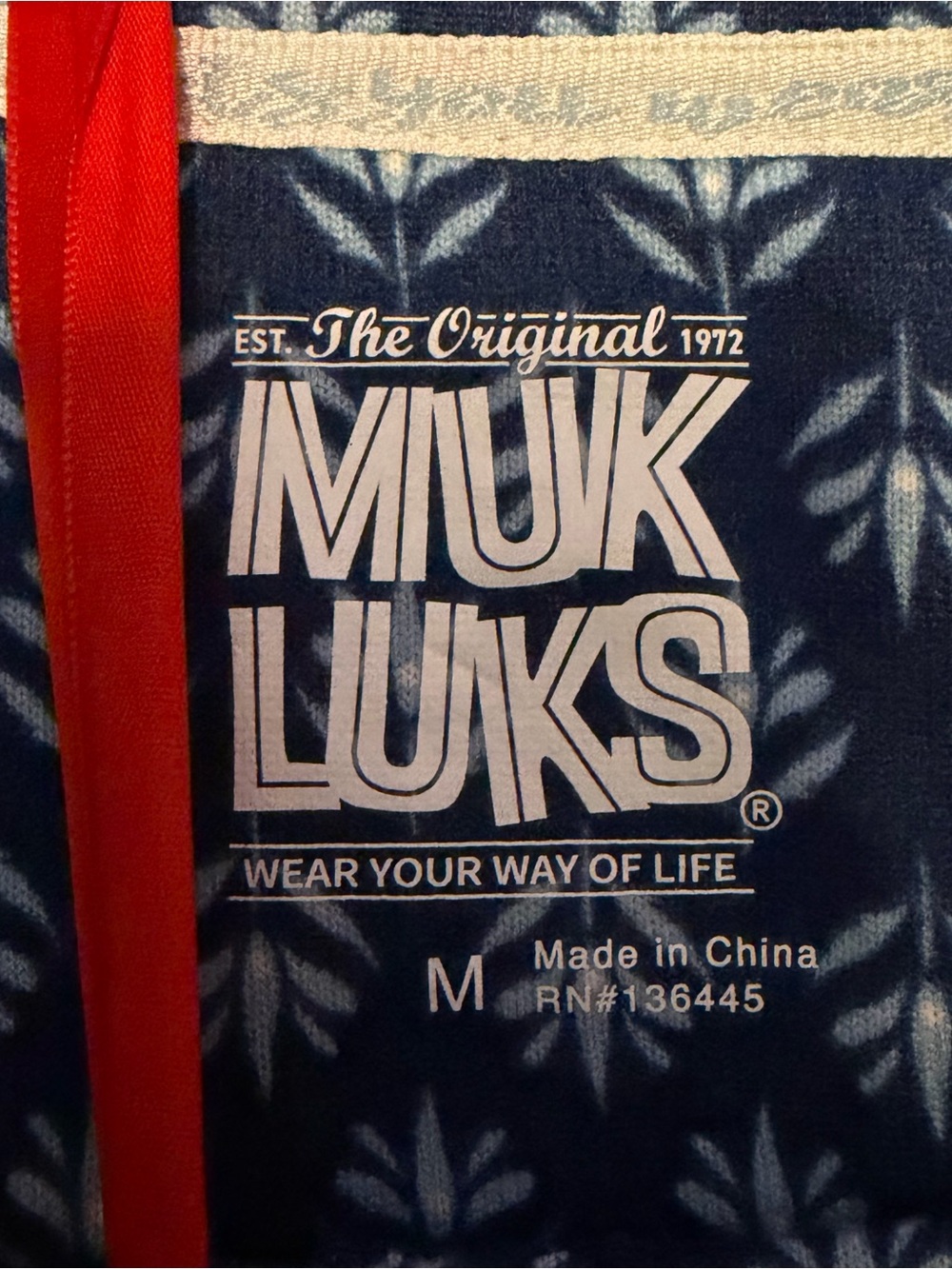 MUK LUKS Women's Navy Leaf-Print 4 piece Pajama Set in Medium - Picture 4 of 5